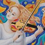 La violinista del pappagallo - cm 40x50